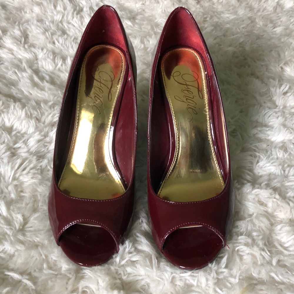 Blood Red Fergie Nikita Wedges
